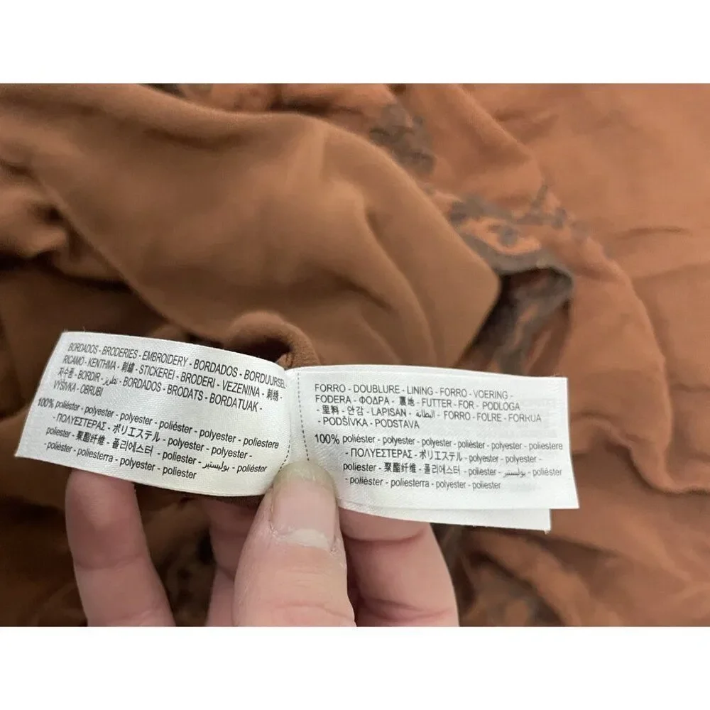 Zara ZW Womens Midi Slip Dress S Small Brown orange Embroidered 6895/058 NWT - Picture 13 of 16